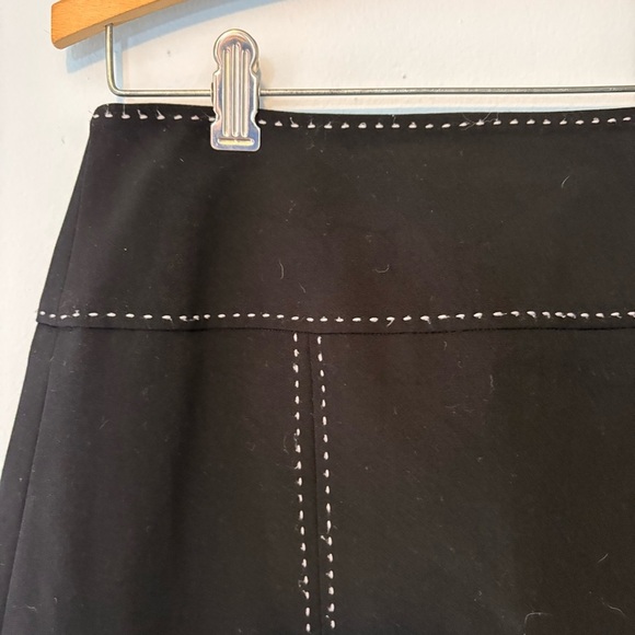 Très You Black A-Line Skirt Size 4 | Contrast Stitching, Minimalist Workwear - Picture 3 of 5